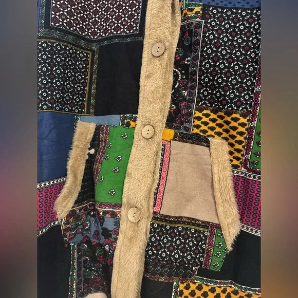 Patchwork Multicolor Women's Coat - Picture 4 of 5